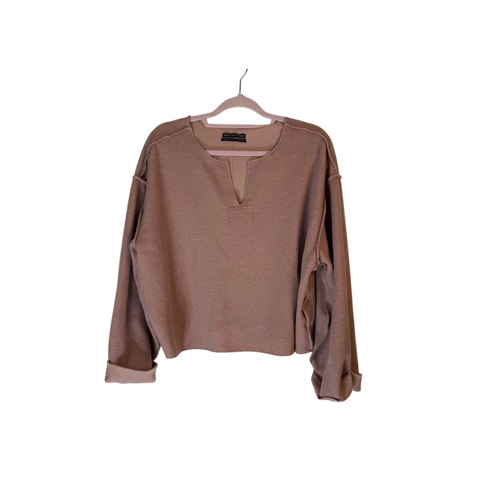 Urban Outfitters Dusty Pink Jax Inside Out Ribbed Neck Long Sleeve Top Size M